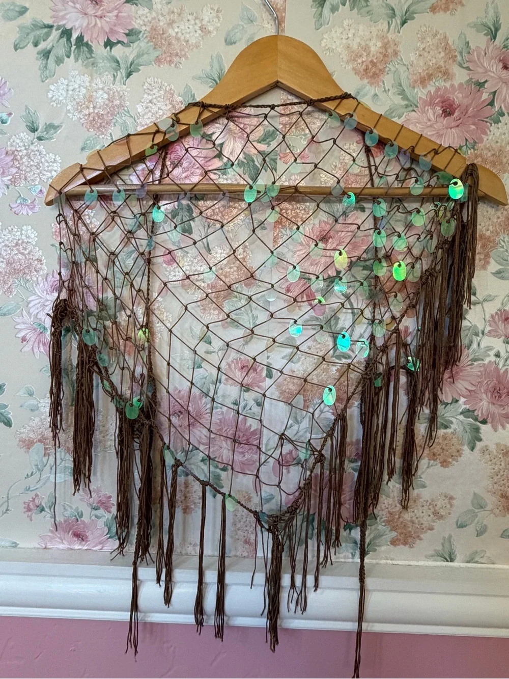 Y2K Brown scarf withIridescent Green Accents